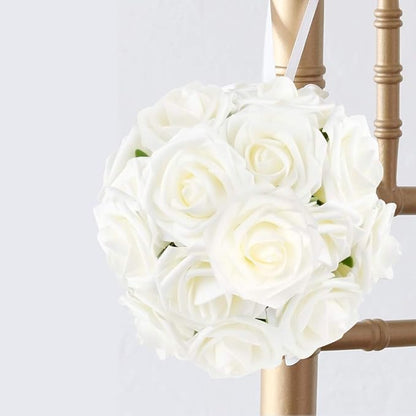 Mocoosy 50Pcs White Rose Artificial Flowers, Ivory Roses for Decorations, Real Touch Fake Rose with Stems Bulk DIY Wedding Bouquet Bridal Shower Centerpiece Faux Floral Arrangement Party Home Decor