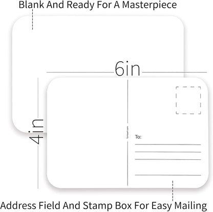 Funto Blank Watercolor Paper Postcards, 50 Cards, 4x6, 140lb/300gsm, Acid-Free Heavyweight Art Paper for Thank You Notes & Greeting Cards