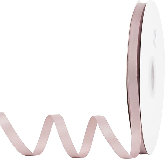MEEDEE Dusty Rose Satin Ribbon 3/8 Inch Dusty Rose Ribbon Double Faced Pink Satin Ribbons Crafts Silk Ribbons for Gift Wrapping, Card Making, Lei Making, 100 Yards