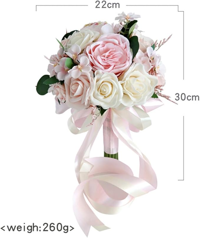 S_SSOY Wedding Bouquet Bride,Bride Bridal Bouquet Bridesmaid Artificial Flowers for Ceremony Anniversary Party Bridal Shower Decoration Wedding Bouquets (Pink)