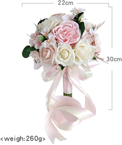 S_SSOY Wedding Bouquet Bride,Bride Bridal Bouquet Bridesmaid Artificial Flowers for Ceremony Anniversary Party Bridal Shower Decoration Wedding Bouquets (Pink)
