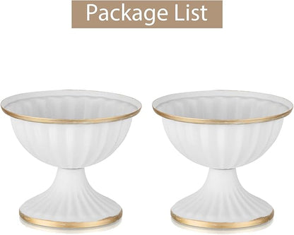 Sziqiqi Mini White Flower Arrangement Pots for Centerpiece Table Decorations Metal Vase Urn Planter Decor for Home Wedding Party Christmas (3.7IN-2PCS, White)