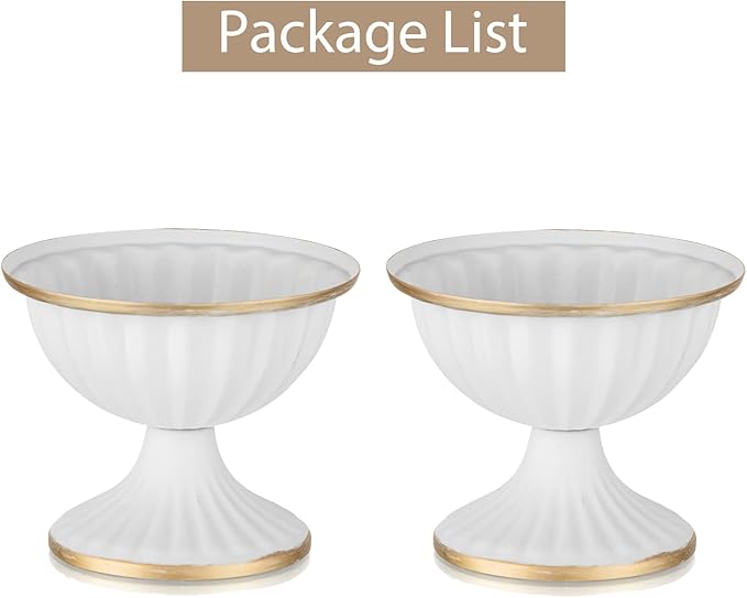 Sziqiqi Mini White Flower Arrangement Pots for Centerpiece Table Decorations Metal Vase Urn Planter Decor for Home Wedding Party Christmas (3.7IN-10PCS, White)