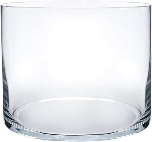 Royal Imports Flower Glass Vase Decorative Centerpiece for Home or Wedding - Cylinder Shape, 6" Tall, 6" Opening, Clear