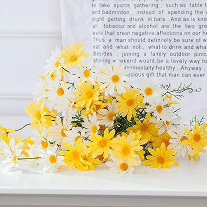 10pcs Artificial Daisy Flowers Flower Arrangements for Home Hotel Office Wedding Party Garden Craft Art Decor Each Approx 21" High No Vase Yellow