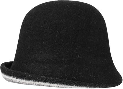 Women Warm Vintage Bucket Hats Fashion Fedora Cloche Cap Classic Felt Bowler Hat Outdoor Fall Winter