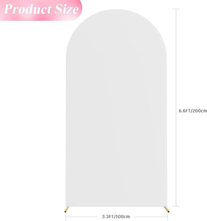 Wokceer 6.6FT Wedding Arch Backdrop Cover Spandex Fitted White Arch Covers Round Top Chiara Arches Backdrop Cover for Birthday Party Ceremony Banquet Decoration
