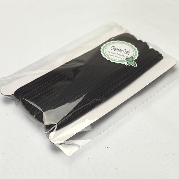 Chenkou Craft Black 25 Yards 1/8" 3mm Velvet Ribbon Lots Bulk (Black, 1/8"(3mm))