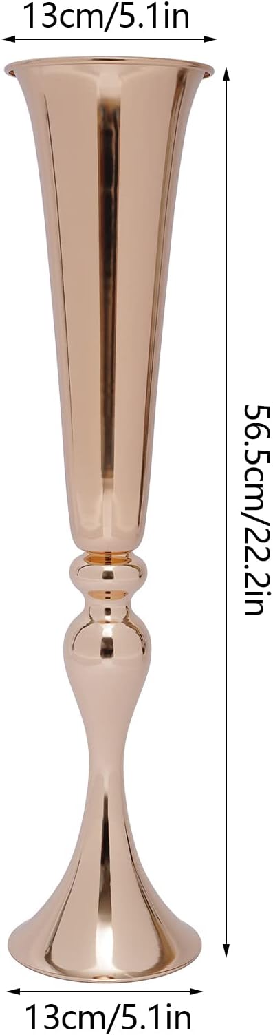 6 Pcs 22" Height Versatile Metal Wedding Centerpieces Vase, Metal Trumpet Vase, Road Lead for Wedding Party Dinner Centerpiece for Anniversary Ceremony Party Birthday Event Decor
