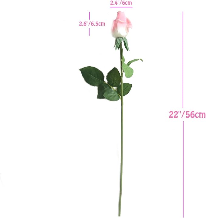 12pcs Real Look Artificial Rose Buds, 22 Inch Real Touch Silk Rosebud, Realistic Design Artificial Flower with Real Feel Petals,Silk Flower Bud for Wedding Home Décor,Red