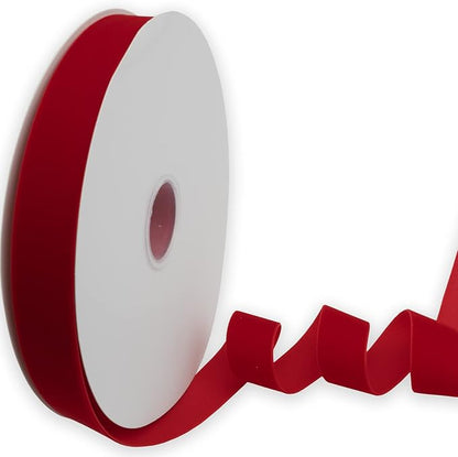 Nylon Velvet Ribbon Single Faced,1 Inch X 25Yards Spool (Red)