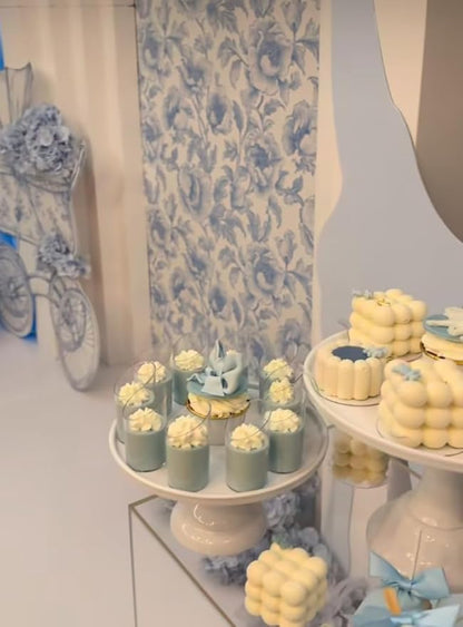 French Toile Arch Backdrop Cover Blue White Floral Baby Shower Birthday Party Elegant Vintage Theme Spandex Arch Stand Cover for Boys Newborn Celebration Tea Party Decor (G4260,5FT)