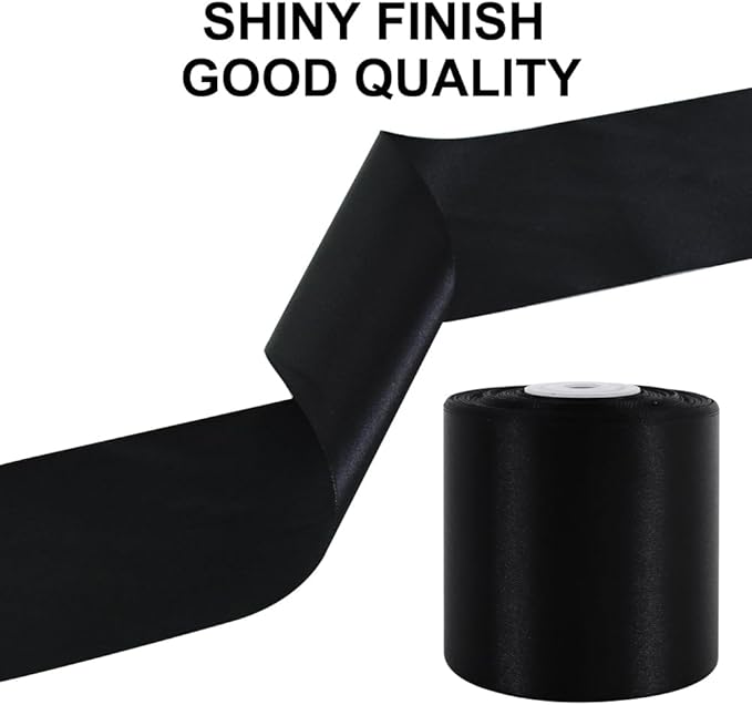 TONIFUL Black Satin Ribbon 3 Inch X 25yds Solid Silk Ribbons for Gift Wrapping, Craft, Floral Bouquets, Valentine's Day Christmas Gift Wrapping, Party Wedding Decoration,Halloween