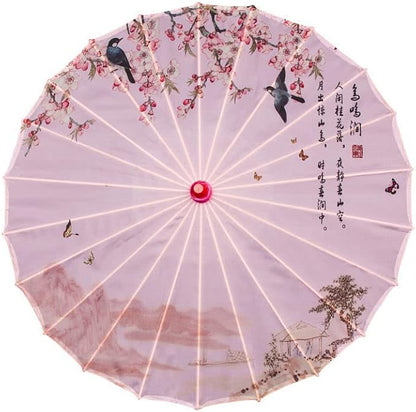 Parasol Chinese Style Classical Oil Paper Umbrella Rainproof Umbrella, Parasol Pendent Floral Mulitcolor Paper and Bamboo Painted Paper Parasol