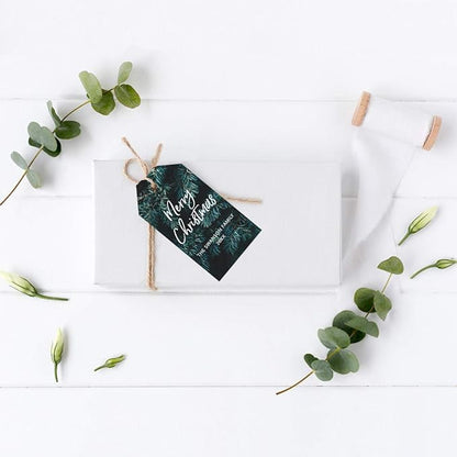 Andaz Press Personalized Christmas Holiday Season Classic Gift Tags, Merry Christmas Custom Family Name and Year, Christmas Tree Branch Design, for Holiday Events, Parties, and Favors, 60-Pack