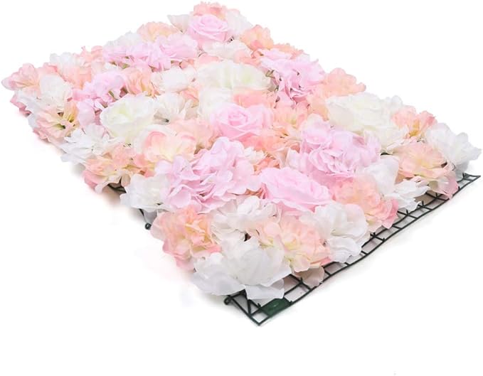 10Pcs 23.62"x 15.74" Artificial Flower Wall Panels,Flower Wall Mat Silk Flower Panels for Outdoor Garden Backyard Fence Fence Privacy Screen and Indoor Wall Decor(Light Pink,10Pcs)