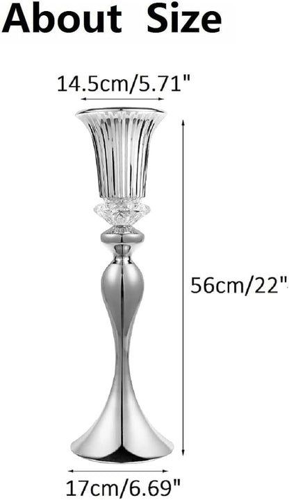 10Pcs/Set Flower Centerpiece Table Decorations Gold Trumpet Vases with Crystal Bead for Wedding Centerpieces Birthday Party Event Home Decor