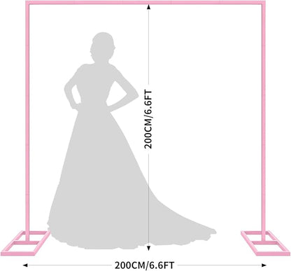 6.6FT Pink Metal Wedding Arches for Ceremony Square Balloon Arch Stand Rectangular Backdrop Stand for Anniversary Birthday Party Bridal Shower Home Indoor Outdoor Decoration