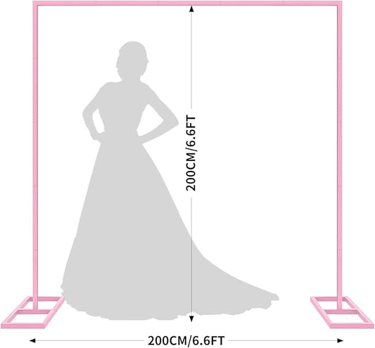 6.6FT Pink Metal Wedding Arches for Ceremony Square Balloon Arch Stand Rectangular Backdrop Stand for Anniversary Birthday Party Bridal Shower Home Indoor Outdoor Decoration