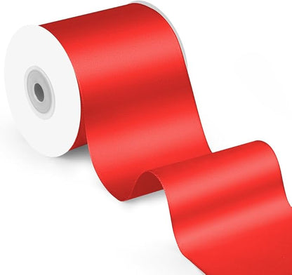 3 Inch x 25 Yard Red Satin Ribbon - Perfect for Gift Wrapping, Cutting Ribbons, Ceremony Décor, Wedding Bouquets, Embroidery, Christmas Crafts & Sewing Projects