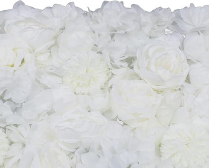 Artificial Flower Wall Panels, Silk Wedding Flower Wall Backdrop Panel, 3D Floral Panel Artificial Floral Wall Mat Flower Screen for Photo Party Wedding Wall Background Decor (6PCS Ivory White)