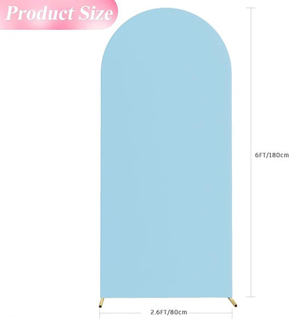 Wokceer 6FT Wedding Arch Backdrop Cover Spandex Fitted Wedding Stand Covers Round Top Chiara Arch Backdrop Cover for Birthday Party Ceremony Banquet Decoration Dusty Blue