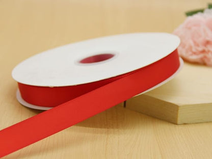 Red Double Faced Satin Ribbon 7/8 Inch - 100 Yards Continuous Soft Gift Wrapping Package Ribbon for Invitations, Flower Bouquets, Weddings, Bows, Hair Decoration, Valentine's Day, and Mother's Day