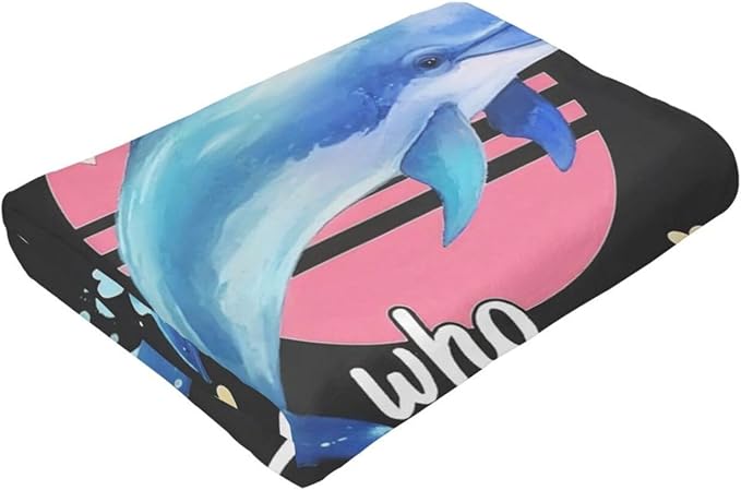 Dolphin Blanket for Girls Ocean Throw Blanket Sea Animal Soft Cozy Fleece Fuzzy Stuffed Plush Flannel Gifts for Women Kids Adults 50"X60"
