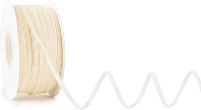 MAYREEL 1/8 Inch Ivory Velvet Ribbon Thin Cream Vintage Ribbon for Wedding Invitations Crafts Gift Wrapping Party Favor Boxes 50 Yards