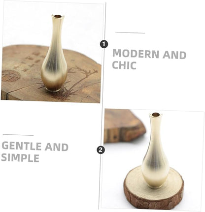 2pcs Mini Brass Vases Antique Desktop Flower Ornaments Creative Home Decor for Home and Tea Rooms Easy to Clean Decorative Adornments
