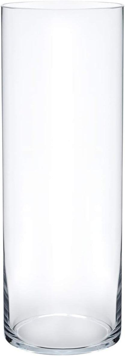 Royal Imports Flower Glass Vase Decorative Centerpiece for Home or Wedding - Cylinder Shape (4" wide x 12" tall, Clear)