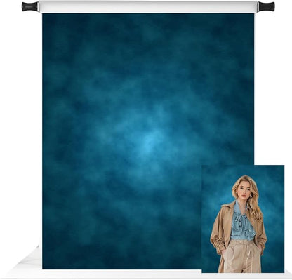 Kate 5x7ft Blue Abstract Backdrop for Photography Dark Blue Portrait Headshot Fabric Background Photo Studio Props