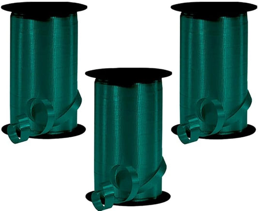 PMU Curling Ribbon - Crimped Texture Curling Ribbons for Gift Box Wrapping, Florist Flowers, Birthday Party Decorations, Festival Art Craft & Christmas Décor - Hunter Green 3/8 Inch X 250 Yards, Pkg/3