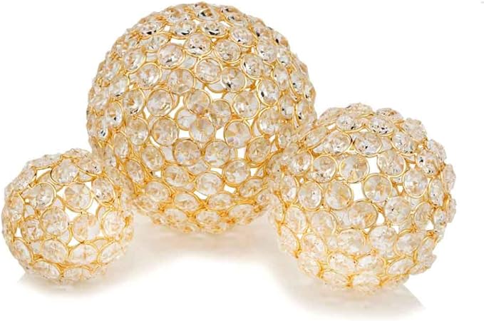 Modern Day Accents Facetas 5" Gold Cristal Spheres - Set of 2