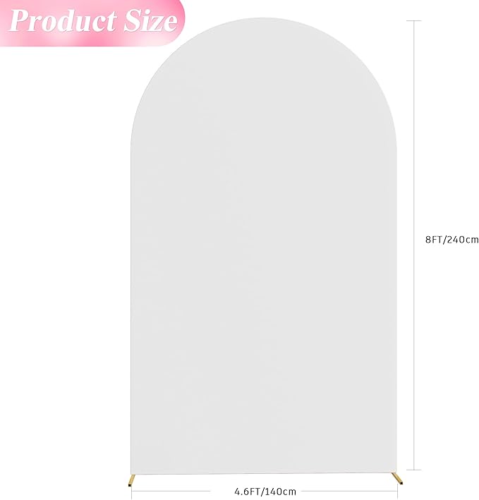 Wokceer Wedding Arch Backdrop Cover 8FT Spandex Fitted Wedding Arch Stand Covers Round Top Chiara Backdrop Cover for Birthday Party Ceremony Banquet Decoration White