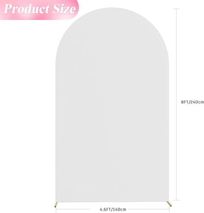 Wokceer Wedding Arch Backdrop Cover 8FT Spandex Fitted Wedding Arch Stand Covers Round Top Chiara Backdrop Cover for Birthday Party Ceremony Banquet Decoration White