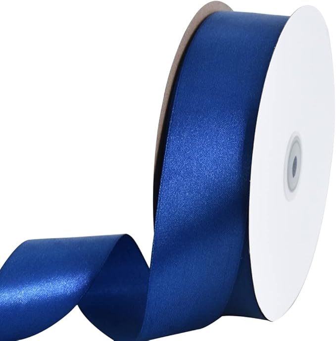 TONIFUL 1-1/2 Inch (40mm) x 100 Yards Navy Blue Wide Satin Ribbon Solid Fabric Ribbon for Gift Wrapping Chair Sash Valentine's Day Wedding Birthday Party Decoration Hair Floral Craft Sewing
