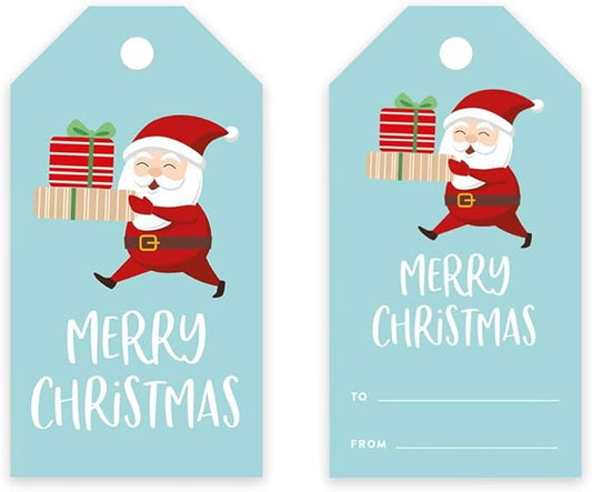 Andaz Press Christmas Holiday Season Classic Gift Tags, Merry Christmas to from Classic Favor Tags, Santa Claus Carrying Christmas Presents Design, for Holiday Events, Parties, and Favors, 60-Pack