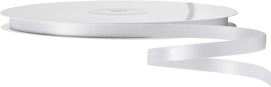 LIUYAXI White Double Faced Satin Ribbon, 3/8" X Continuous 100 Yards, Ribbons Perfect for Gift Wrapping Bows Bouquet Wedding Decor DIY Craft and More