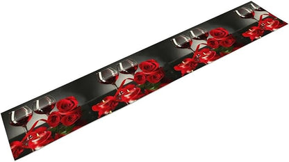 Retro Rose Red Wine Grape Print Table Runner,Table Dresser Runner, Kitchen Dining Table Runners for Indoor Outdoor Holiday Decor 13x70 Inch