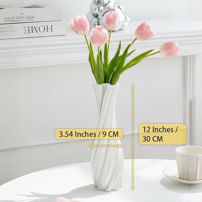 White Ceramic Decorative Vase, Nordic Modern Irregular Shape Flower Vase for Home Decor, Simple Artistic Centerpiece for Dining Table or Coffee Table