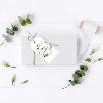 Andaz Press Christmas Holiday Season Classic Gift Tags, Merry Christmas to from Classic Favor Tags, Watercolor Greenery Wreath Design, for Holiday Events, Parties, and Favors, 60-Pack