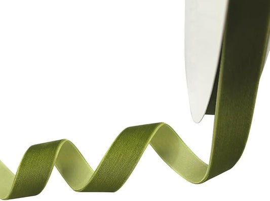 Chenkou Craft 25 Yards 3/4" Velvet Ribbon Total 30 Colors Assorted Lots Bulk (Olive, 3/4"(20mm))