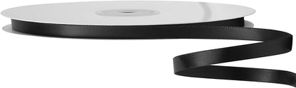 LIUYAXI Black Double Faced Satin Ribbon, 1/4" X Continuous 50 Yards, Thin Ribbons Perfect for Gift Wrapping Wedding Invitation Card Hair Bows Tag Floral Arrangement DIY Craft
