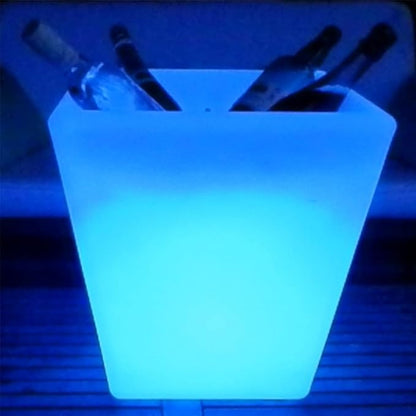 16-In Square LED Planter Pot Outdoor, Large Rechargeable Lighted Flower Pot w/Remote, Dimmable RGB Color Changing Light Up Plant Pots, Modern Waterproof Illuminated Planter for Home Balcony Porch Yard