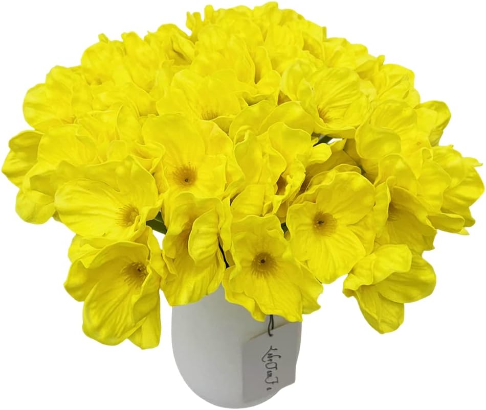 10 PCS High Quaulity Fresh Artificial Mini Real Touch PU/Latex Corn Poppies Decorative Silk Fake Artificial Poppy Flowers for Wedding Holiday Bridal Bouquet Home Party Decor (Yellow)