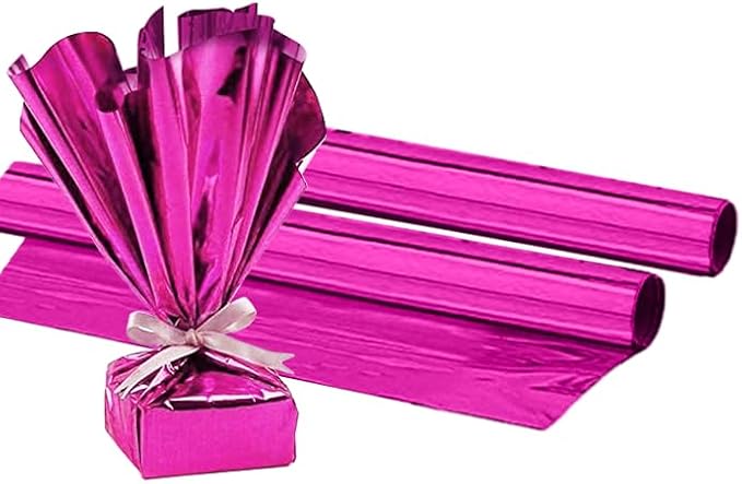 PMU (2 Gift Wrap Mylar Roll Metallic Magenta 2-sided, 24 Inches X 8.3 Ft Roll 1.4 Mil Highly Reflective Mylar Film, Great for Gifts, Birthdays, Christmas, Baskets, Arts & Crafts