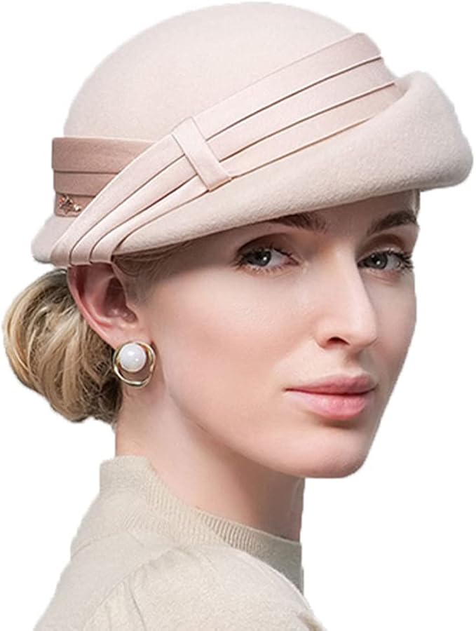Women Wool Felt Ribbon French Fashion Vintage Millinery Beret Hats Top Cap Ladies Party Wedding Fedoras Chapeau
