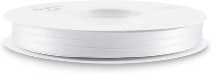 Humphrey's Craft 1/8 Inch White Double Faced Satin Ribbon - 50 Yards Variety of Color for Crafts Gift Wrapping DIY Bows Decoration Sewing and Invitation Card.
