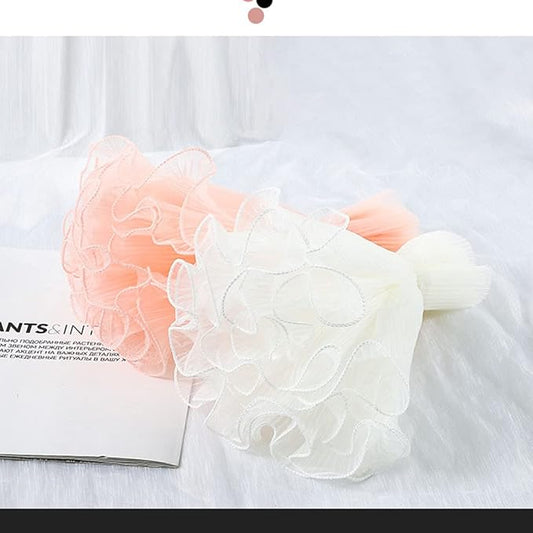 FWSA WRAPS Flower Wrapping Paper Bouquet Floral Packaging Mesh Paper Wrinkled Wavy Net Yarn Valentine's Day Flower Shop Supplies Wedding Birthday Decoration 11 X 162 inches/bag (white)
